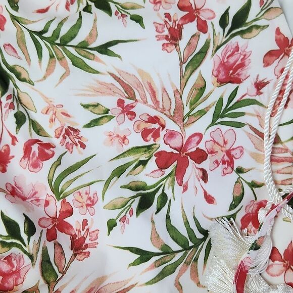 Maison Jules Rothschild Off-Shoulder Ivory Blush Floral Dress Drawstring size 12 - Picture 7 of 8